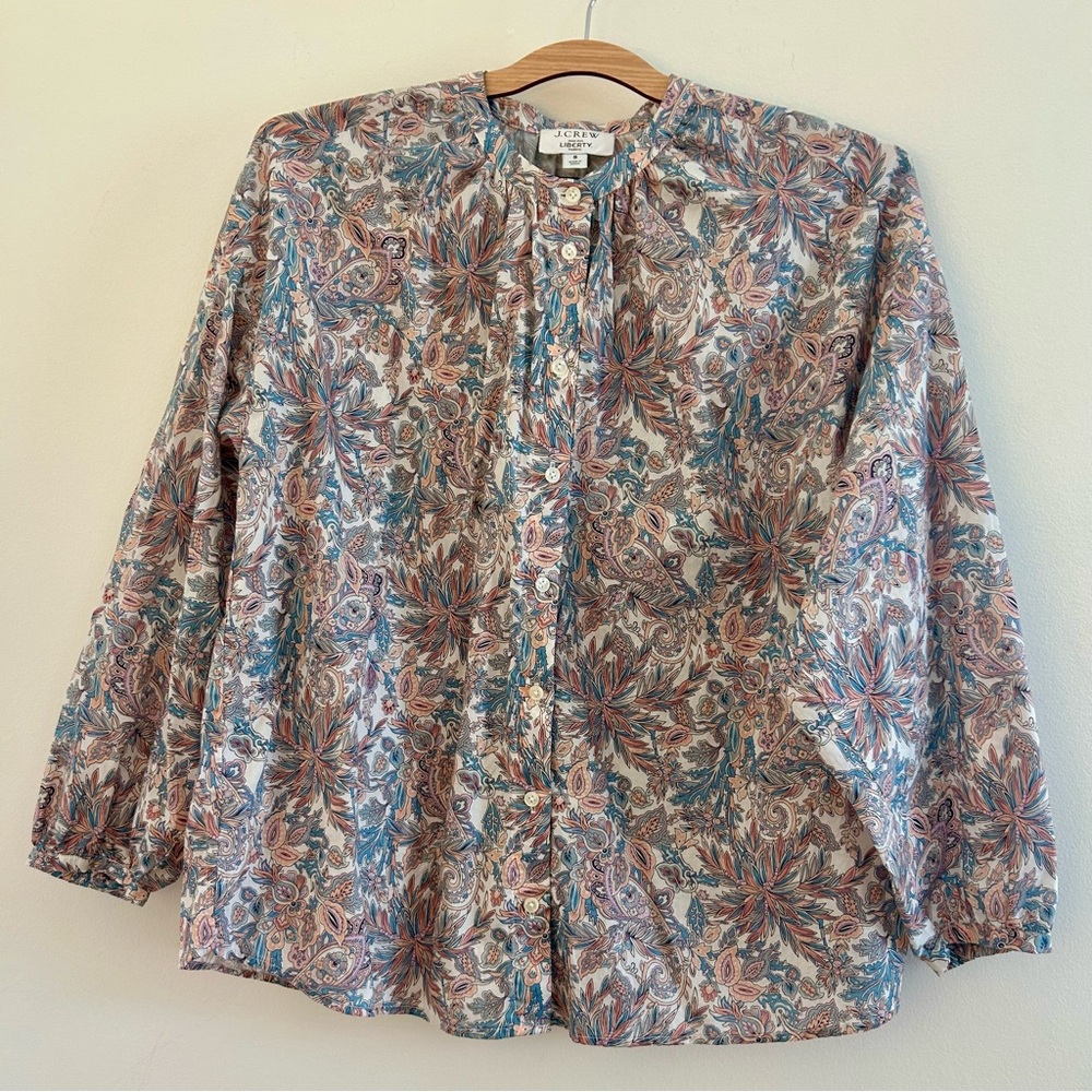 J. Crew Cotton-voile button-front top in Liberty® Faraway Plum floral size small